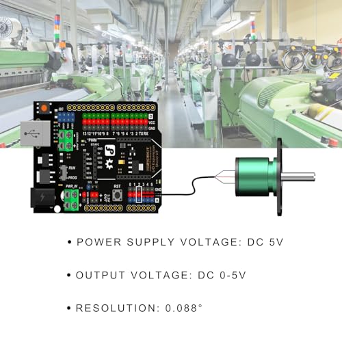 DEWIN Hall Sensor, Hall Angle Sensor Resolution 0.088° 0-360 Degrees Rotatable Hall Angle Sensor 0-5V Output Full Circle 12Bit