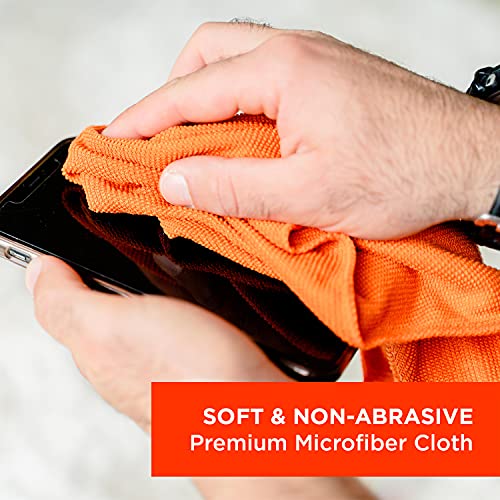 WHOOSH! Microfiber Glasses & Screen Cleaning Cloth, 3 Pack, 14x14, Orange 3 Count (Pack of 1)