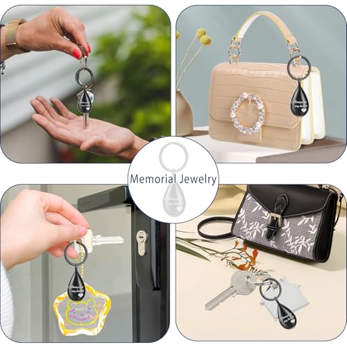 Cremation Keychain for Ashes Always In My Heart Urn Locket Cremation Jewelry Teardrop Memorial Keepsake Keychain Black
