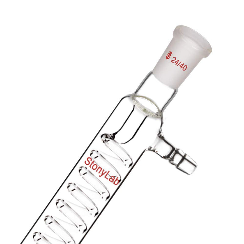 StonyLab Borosilicate Glass Graham Condenser with 24/40 Joint 200mm Jacket Length Lab Condenser 200 mm