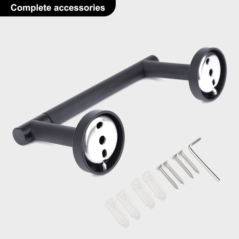 Matte Black Toilet Paper Holder Set, Stainless Steel Towel Ring, Double Post Pivoting Toilet Paper Holder and Hand Towel Holder Set for Bathroom,Bathroom Hardware Accessories Set Black Matte Black