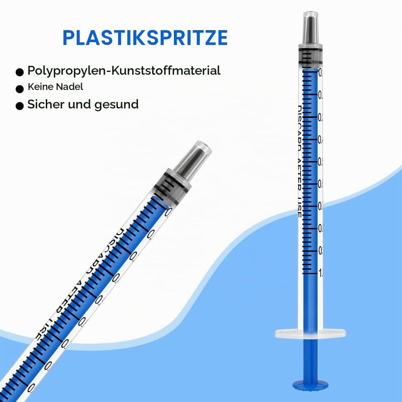 Offcup Plastic Syringe 1 ml Disposable Syringes with Caps Pack of 10 | Food Syringe Plastic Tube for Small Pet Feeding Engine Oil Brake Fluid Non-Medical Use 1 ml, 10 pieces