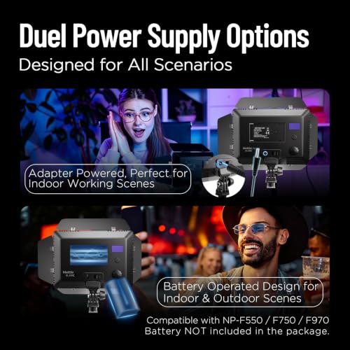 Mettlelite SL240C RGB LED Video Light with Barndoor & Mini Tripod, APP Control 360° Full Color RGB Panel, Ultra Bright 2800K-8000K, 40 Gels,10 Light Effects,Portable Studio Light for Content Creation