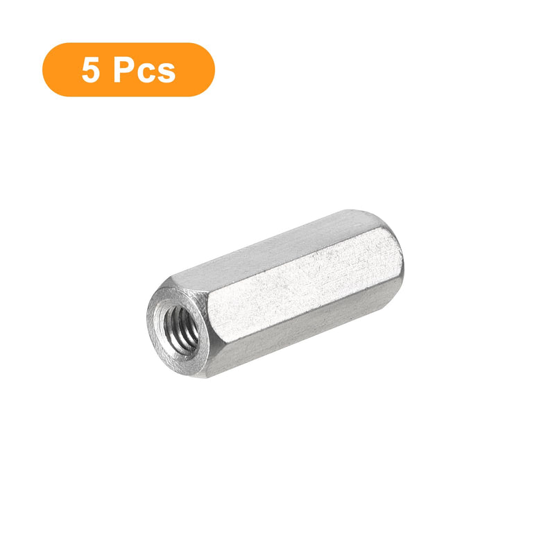 [Australia - AusPower] - uxcell M4 x 0.7-Pitch 20mm Length Coupling Nuts, 5pcs 304 Stainless Steel Metric Hex Rod Coupling Nuts M4x20mm 