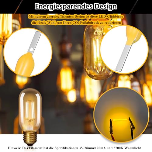 100x LED Filament Replacement Parts 3 V 120 mA 38 mm Warm White | Filament for DIY lighting, lamp repair and vintage lights. Warm light, ideal for office and home lighting.