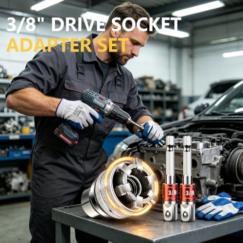 Generic universal socket wrench 3/8-inch drive adapter set for 10–19mm nuts, 2 pack