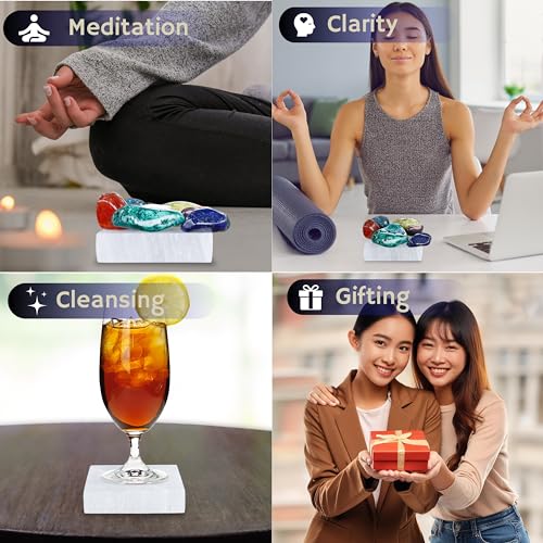 Om Zone Selenite Charging Plate for Cleansing Crystals & Healing Stones, Meditation, Reiki, Protection Crystals, Spiritual Gift (1, 3" Square) 1