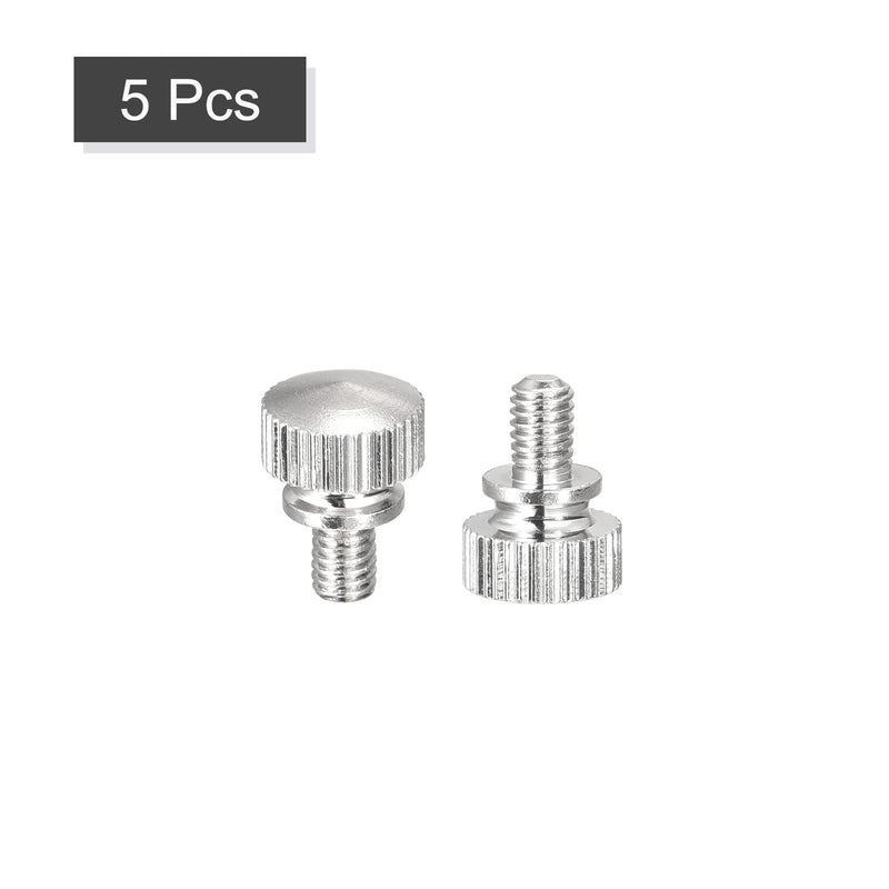 [Australia - AusPower] - uxcell Knurled Thumb Screws, M4x6mm Brass Shoulder Bolts Grip Knobs Fasteners, Nickel Plated 5Pcs 