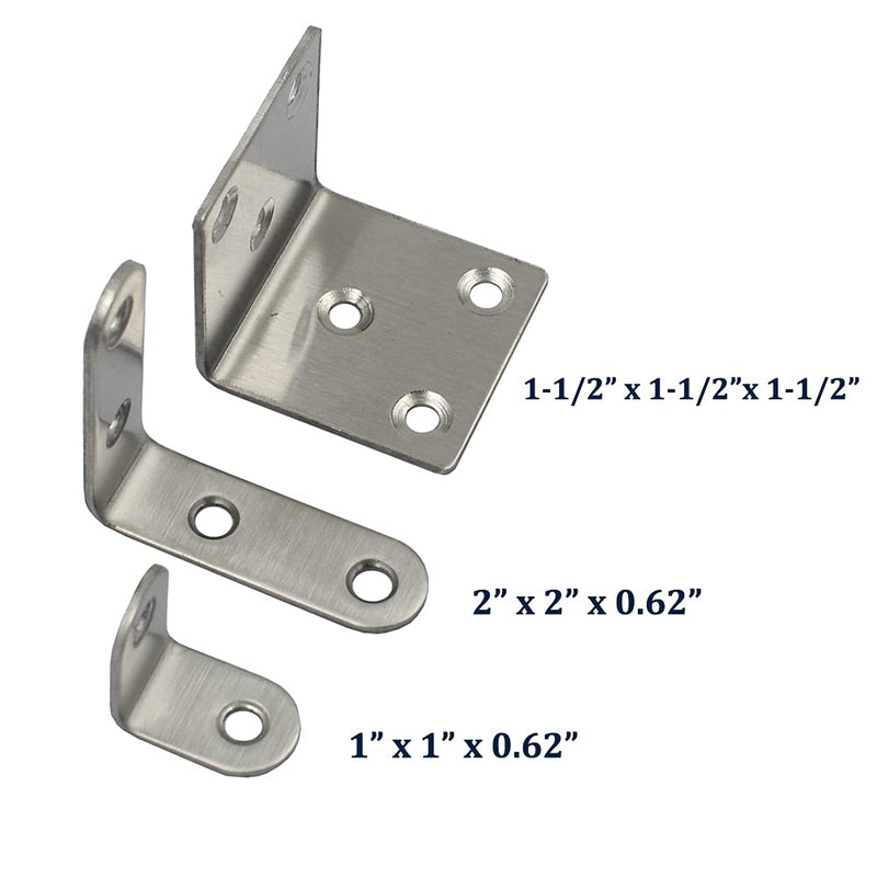 [Australia - AusPower] - DGOL 12 pcs 2 x 2 x 0.62 inch Stainless Steel Corner Bracket, L Shaped Joint Right Angle Braces with 48 pcs Screws 