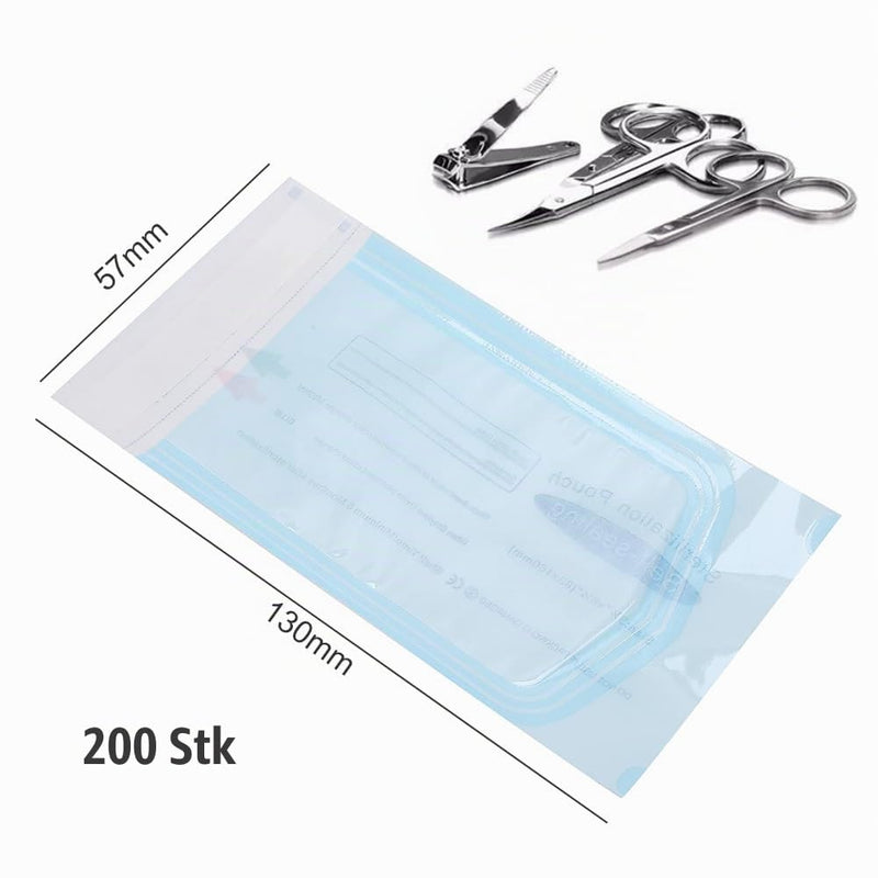 Disposable Sterilisation Bags, 200 x Sterilisation Bags 5.7 x 13 cm with SK Seal Sterilising Bag, Sterilising Bag for Autoclaves, Self-Adhesive, Sterilising Bag for Autoclaves