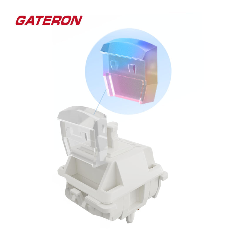 Gateron Smoothie Linear Switches,RGB LED 5 Pin White 22mm Dual-Stage Spring Pre-lubed 40gf Full POM Switches for MX Mechanical Keyboard(108PCS) 108Pcs Smoothies