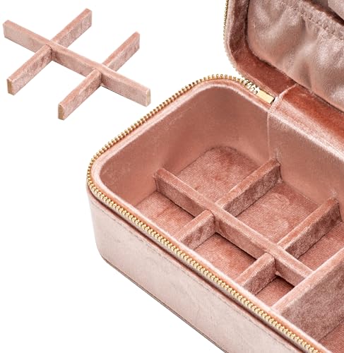 Velvet Jewelry Storage Organizer Display Box for Ring Necklace Blush Peach