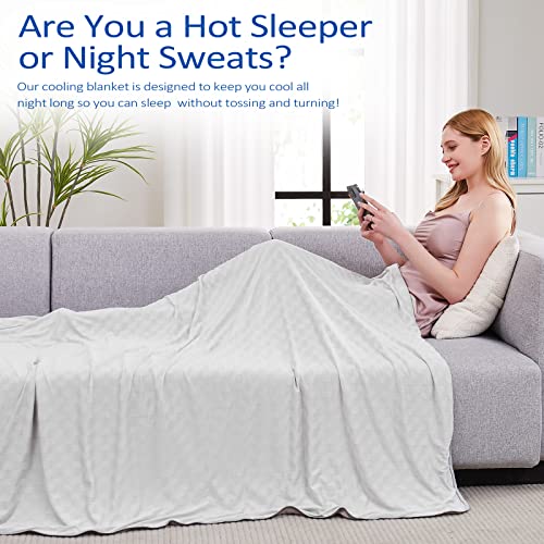 Topcee Cooling Blanket, Summer Cooling Blankets for Hot Sleepers, Arc-Chill Q-Max>0.5 Cool Fiber, Oeko-TEX 100% Certified, Soft, Breathable, Double-Side Bed Throw,Keep Cool for Adults Kids 90"x90" Grey-new 90"x90"