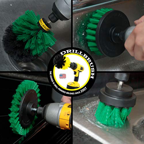 Drillbrush Green – Drill Power Kitchen Scrub Brush Kit – Oven Cleaning Drillbrush Attachment – Drill Scrubber Attachment for Dishes – Stove Cleaning Brush for Drill