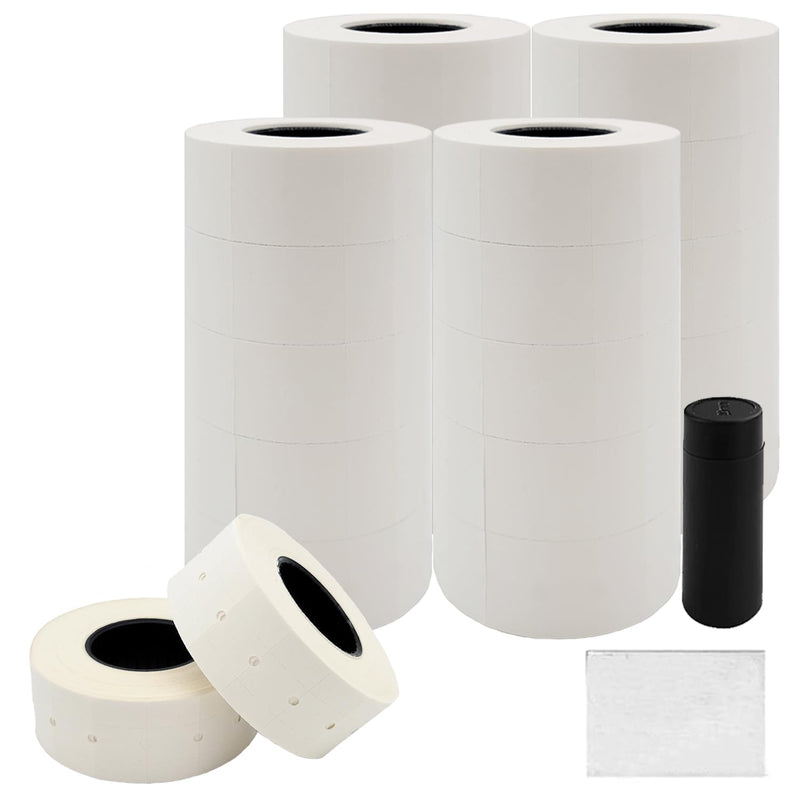 Motex 2 Line Blank Labels - 20,000 White Blank Price and Date Gun Labels with 1 Ink Roll, Fits MX-2316NEW 20 Rolls + 1 Ink