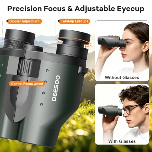 25x32 Compact Binoculars for Adults Kids - High Powered Lightweight Small Porro Binoculars with BAK4 Prism FMC Lens - Clear Vision for Bird Watching Cruise Ship Travel Hunting Sports (Green)