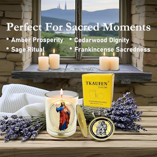 Sacred Heart Jesus Frankincense Sage Scented Candle 50H Sacred Heart of Jesus