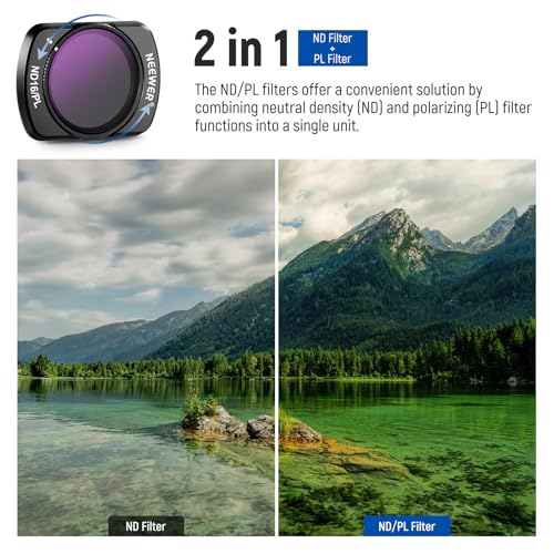 NEEWER ND/PL Filter Set & 0.75X Wide Angle Lens Compatible with DJI Osmo Pocket 3 / Pocket 4 / Xtra Muse, ND8/PL ND16/PL ND32/PL ND64/PL Polarized Neutral Density Accessories, FL-B07 0.75X Wide Angle Lens&ND/PL