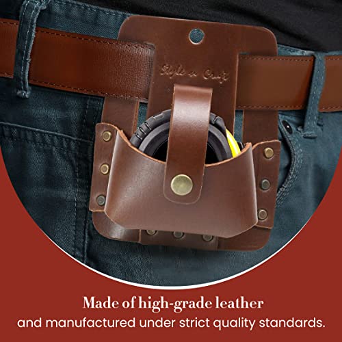 Style N Craft extra large full-grain leather tape holder tool pouch with belt loops