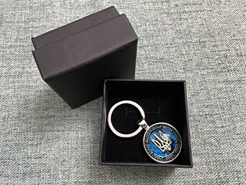 Tryzub Ukrainian Trident Keychain For Men Women,Ukraine Flag Symbol Logo Key Ring for Home Car Keys Attachment,Ukrainian Key Holder Gift, Zinc Alloy Religious Key Chain Organizer Come Gift Box