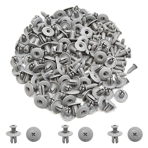 uxcell gray 8mm hole plastic push-in rivets retainers, 100-piece set