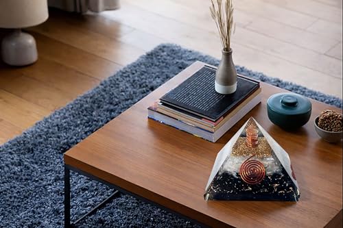 Shungite Orgonite Pyramid with Selenite – Handcrafted Crystal Pyramid for Home & Meditation Space Black Shungite and Selenite