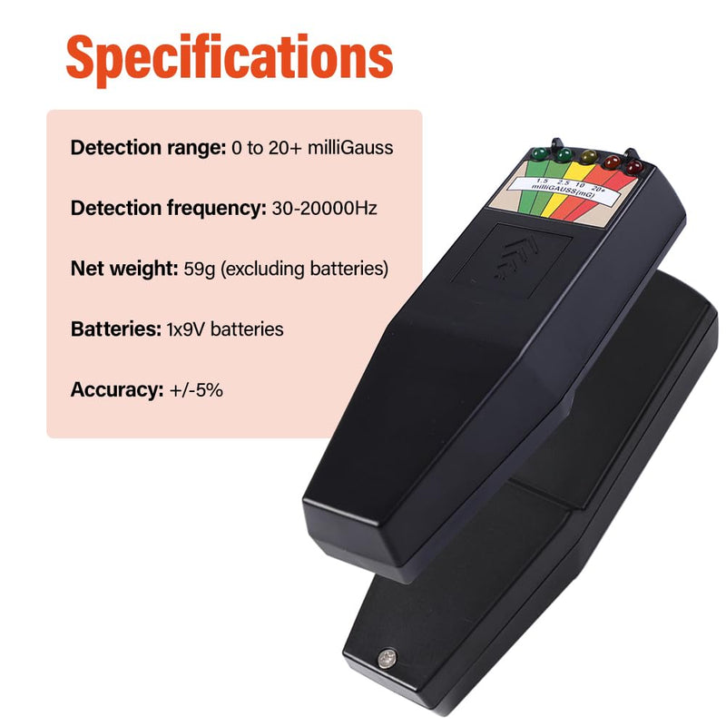 K2 EMF Meter, Handheld EMF Meter, 5 LED Ghost Hunting Detector, 50Hz - 20,000Hz Radiation Meter, K2 Meter for Home Office Outdoor