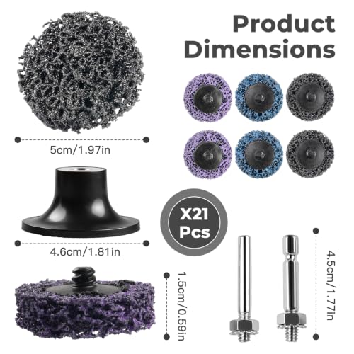 Pack of 21 Cordless Screwdrivers, 50 mm CSD Disc Sanding Discs, CSD Sanding Disc Set, Cleaning Disc for Drill, Paint Rust Oxidation Cleaning Removal, with Tray / Drill | Sanding Disc, Cleaning Disc for Drill for Paint Rust Oxide...
