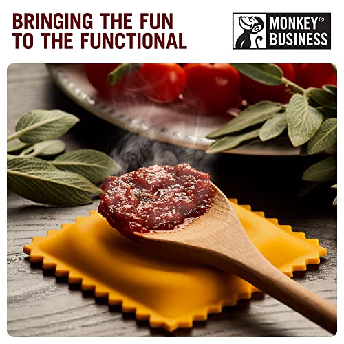 Monkey Business Ravioli Spoon Rest (3-Pack) - Silicone Kitchen Utensil Holder Set - Pasta-Shaped Heat Resistant Ladle Holders for Stove Top - Quirky Kitchen Decor Ravioli - Pack of 3