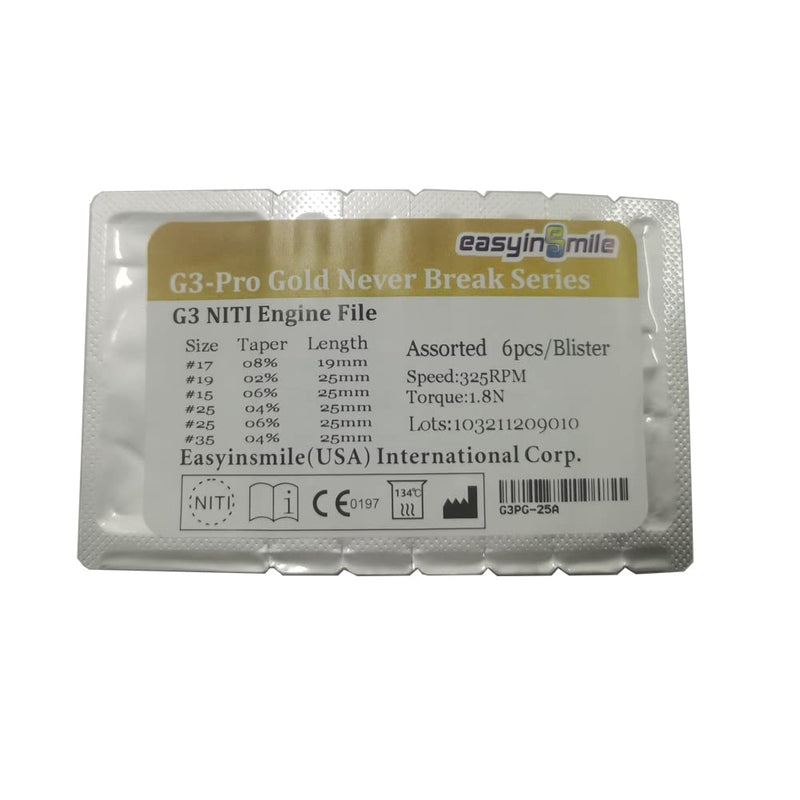 [Australia - AusPower] - Dental Endodontic Niti Rotary Files 6PCS X3-Pro Glod Taper Endo Root Canal Treatment File (31MM Assorted) 31MM Assorted 