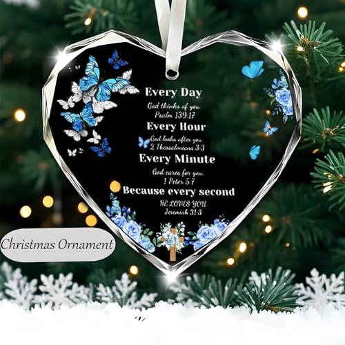 Christian Gifts for Women Birthday, Inspirational Gifts for Women Friends, Glass Bible Verse Decor, Religious Gift for Sister, Mom, Mother, Scripture Home Decorative Ornament Butterfly-d