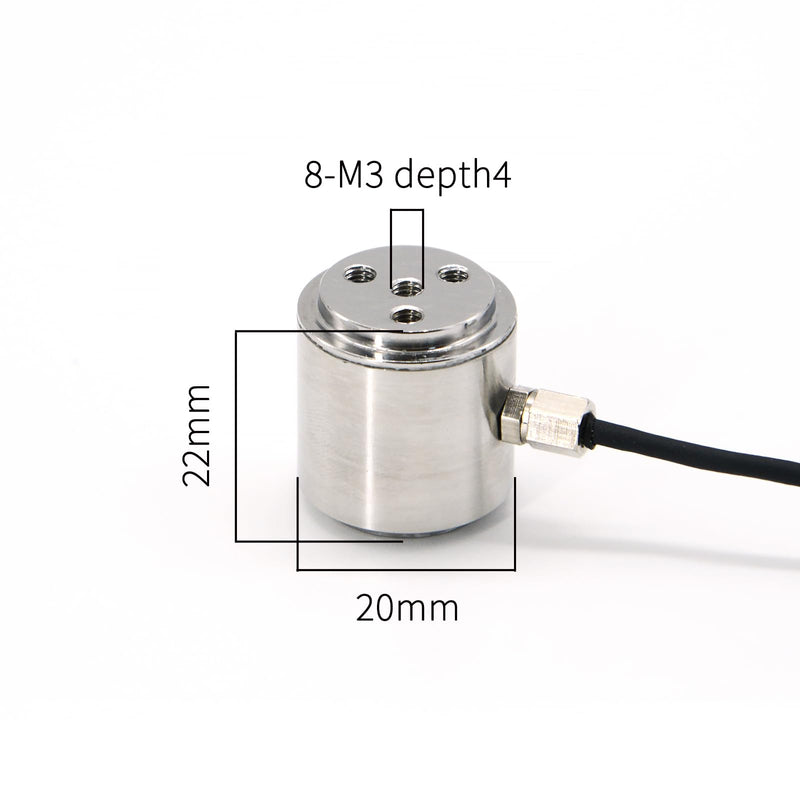 [Australia - AusPower] - Mini Load Cell Weight Sensor,Column Bellows Type Test Tension and Compression Force Weight Pressure,Diameter Φ20 Mm 22mm Threaded Hole 4xM3 with 2m Cable Capacity (0-5KG) 0-5KG 