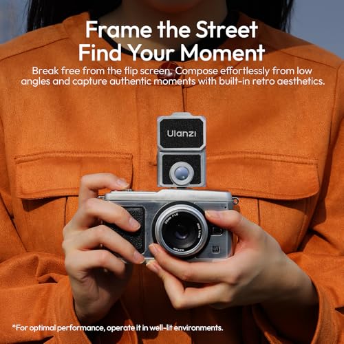 ULANZI VF01 28mm Optical Waist-Level Viewfinder w Switchable 35/50 Framelines, 3-Group High-Clarity Lens, Magnetic Flip Hood, Universal Cold Shoe Mount, Retro Aluminum & Leather Design(Silver) SILVER