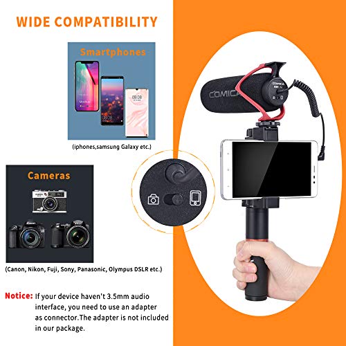 COMICA CVM-V30 LITE Video Microphone,Super-Cardioid Condenser On-Camera Shotgun Microphone for Canon Nikon Sony Panasonic DSLR Cameras,Mic for iPhone Android Smartphone with 3.5mm Jack(Red) Red