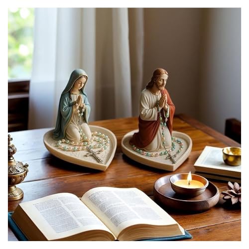Virgin Mary Rosary Holder,Rosary Holder Catholic,Jesus Rosarys Holders,Elegant Our Lady Prayer Rosarys Box Religious,Necklace Display Rack for Bedroom Living Room Desktop Decoration (Mary)
