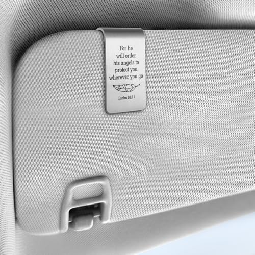 Psalm 91:11 Car Visor Clip, Guardian Angel Visor Clip for Men Women Silver47