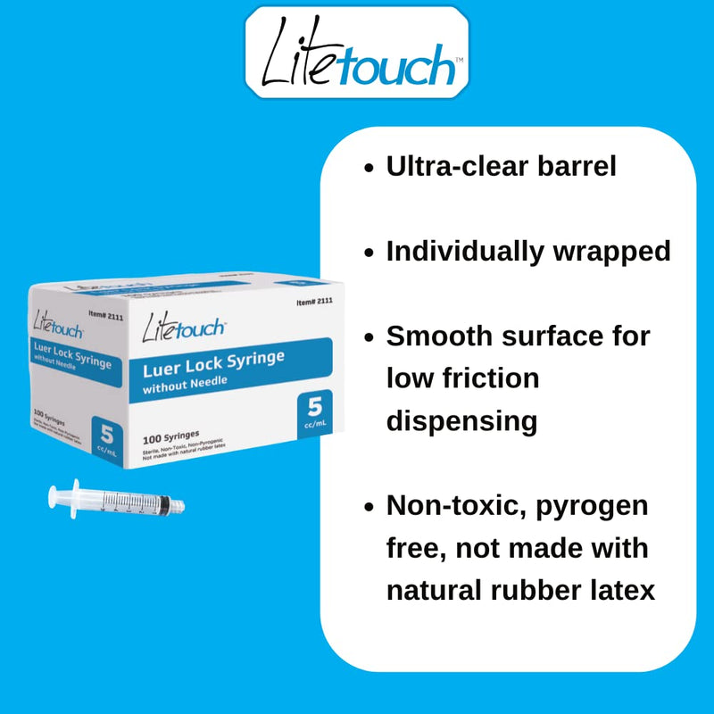 [Australia - AusPower] - 5mL Luer Lock Syringe, Sterile, Individually Sealed - 100 Syringes per Box (no needle) 