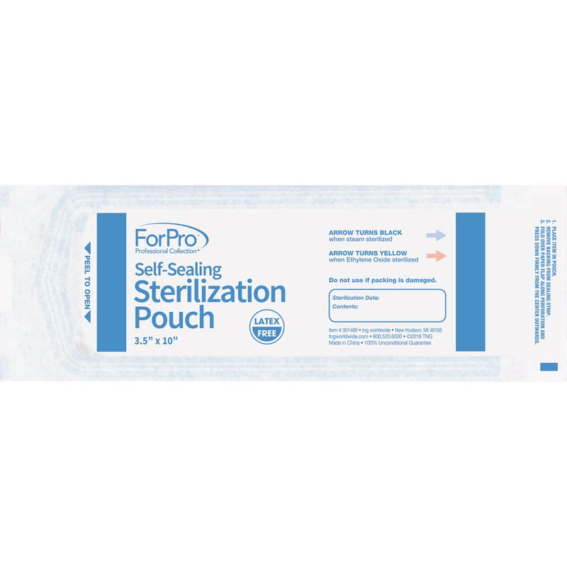[Australia - AusPower] - ForPro Professional Collection Self-Sealing Sterilization Pouches, Latex-Free, Color Changing Indicator, 3.5" W x 10" L, 200-Count 