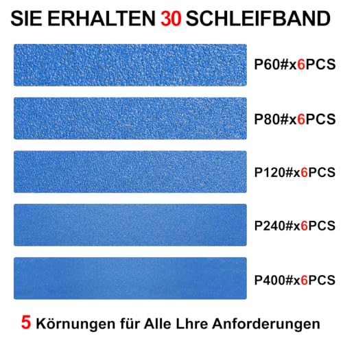 Pack of 30 Sanding Belts 10 x 330 mm Grit 60/80/120/240/400 | Zirconia corundum sanding belts for belt sanders for grinding, rust removal, sharpening and filing