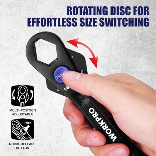 WORKPRO 2-piece 12-in-1 universal adjustable wrench set with metric and SAE measurements