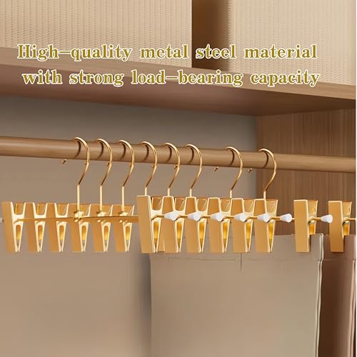 Gold Aluminum Pants Hangers,Hangers with 2-Adjustable Clip Gold 10