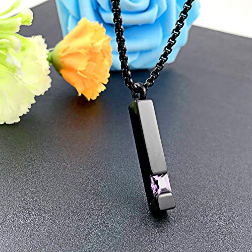 YOUFENG Urn Necklaces for Ashes Birthstone Cube Urns for Human Ashes Memorial Cremation Urn Locket Keepsake Ashes Jewelry February