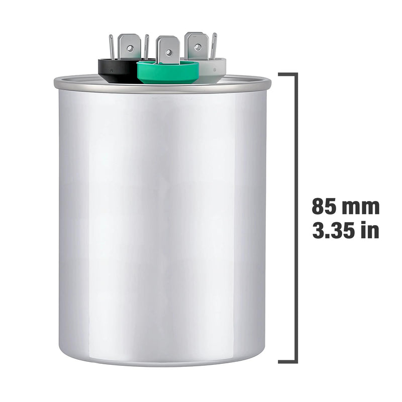 45/5uF 45/5MFD AC Capacitor CBB65B 45 5 uF MFD 45+5uF 370V/440V Round Dual Run Start A/C Capacitors ±6% 370VAC 440VAC for Air Conditioner