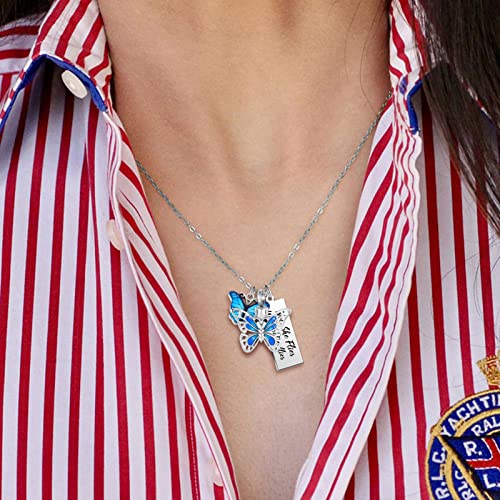 YSAHan Flying Butterfly Cremation Jewelry for Ashes Insect Urn Necklace Stainless Steel Pendant Keepsake for Women with Filling Kits