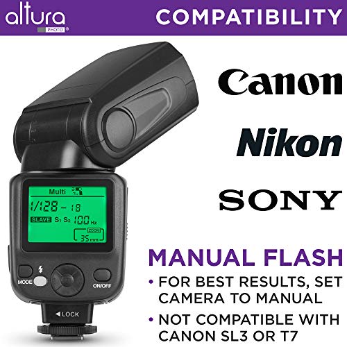 Altura Photo Camera Flash with LCD Display, Universal Speedlite for DSLR