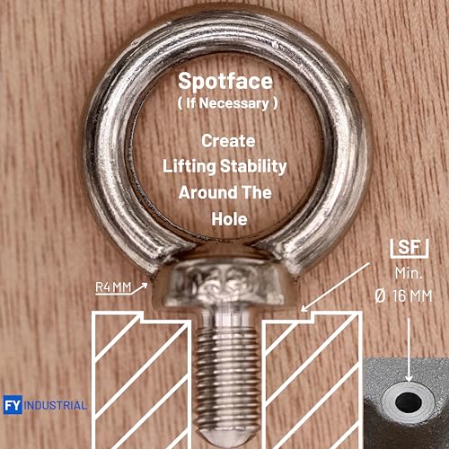 FY stainless steel machinery shoulder lifting eye bolts, M8 silver, 5-piece set