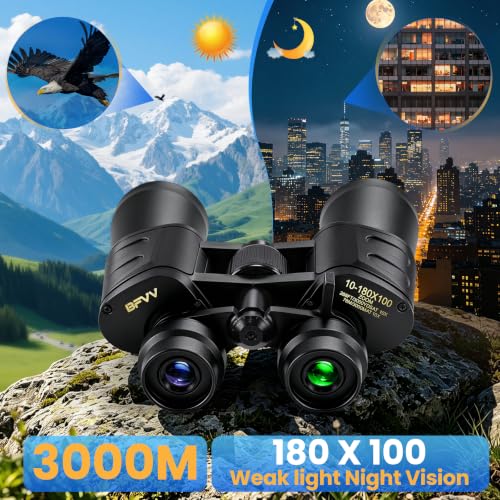 10-180x100 Zoom Binoculars for Adults, Day/Low Light Night Vision