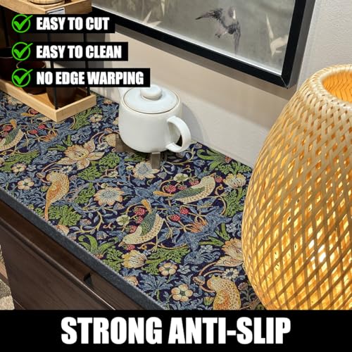 Bird Floral Shelf Liner for Cabinet Non Adhesive 23.6IN x 10FT Bird Floral 23.6"W x 118.1"L