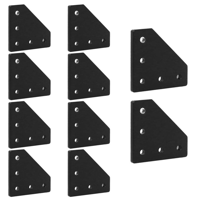 [Australia - AusPower] - 10pcs 2020 Aluminum Extrusion Joint Plate Connector Corner L Bracket 8020 V Slot Hardware T Slot Accessories with T Nuts and Screws for Aluminum Profile 3D Printer Frame Black 20B 