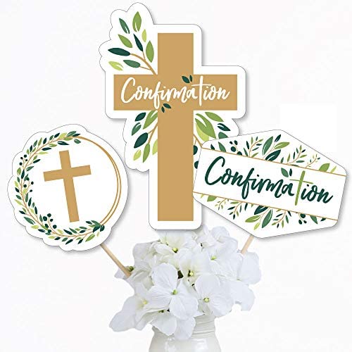 Confirmation Elegant Cross - Religious Centerpieces - Table Toppers - 15pc